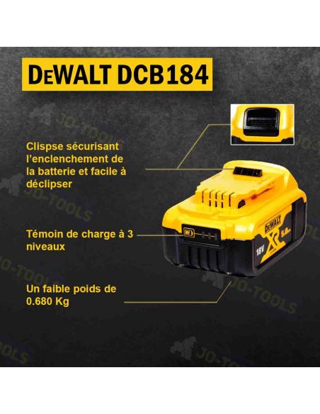 infographie Batterie DEWALT 18V 5Ah DCB184