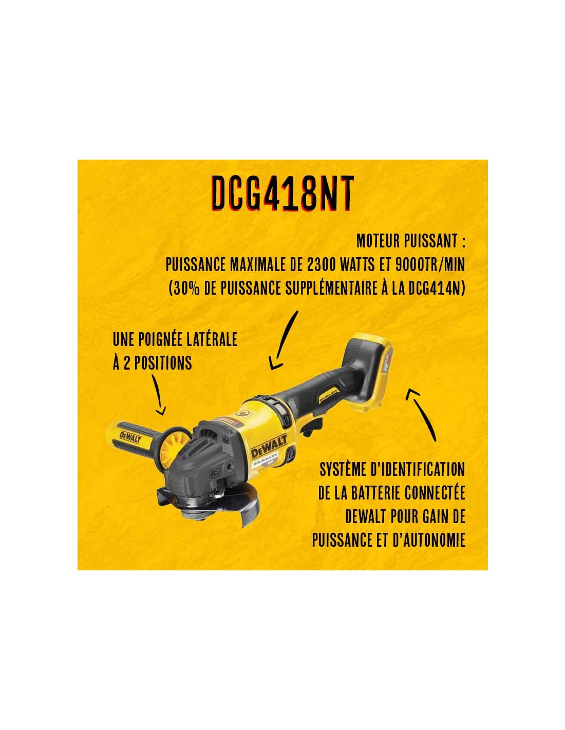 DeWalt DCG418NT-XJ Meuleuse d'angle XR FlexVolt 54 Volt 125mm sans  batteries ni chargeur