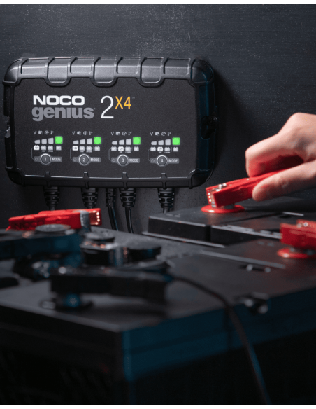 Chargeur NOCO GENIUS2X4 branchement sur batteries